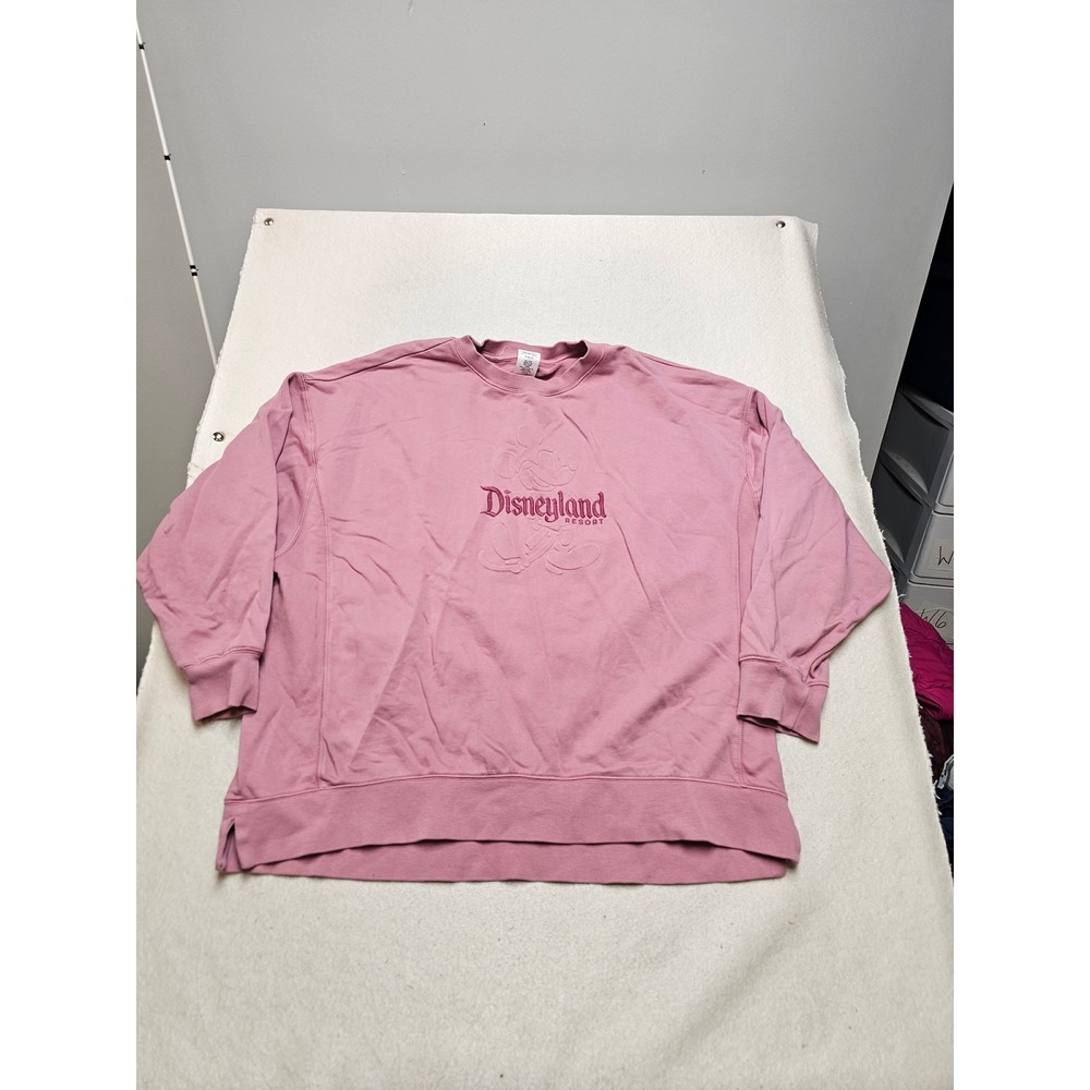Disney Disneyland Resort Mickey Mouse Embroidered Sweatshirt Mauve Pink 1X